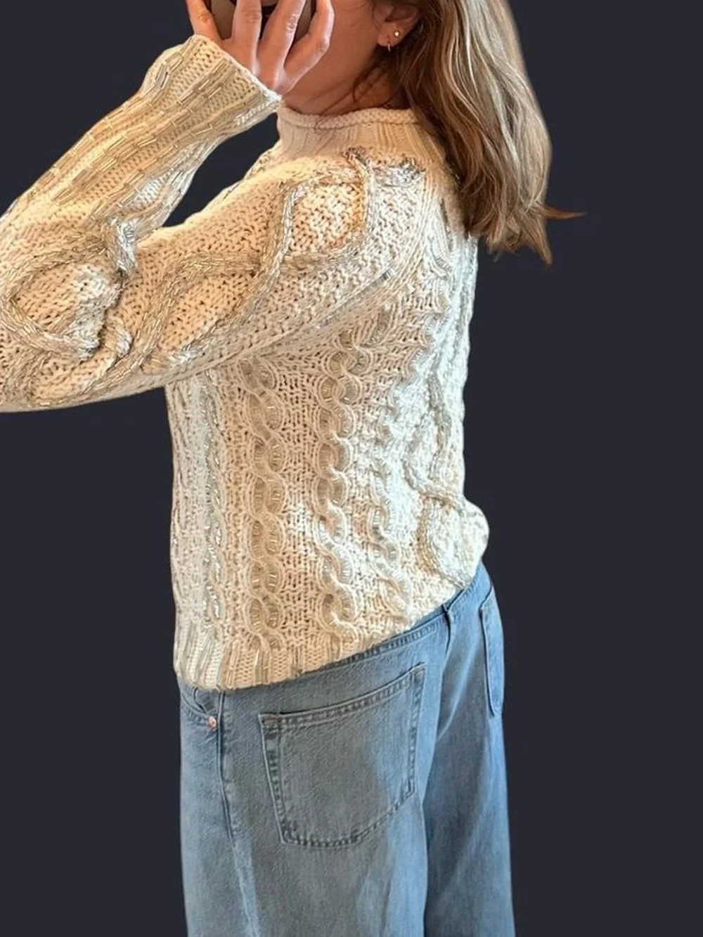 J. Crew | Ivory beaded cable-knit sweater | size small | new without tags!